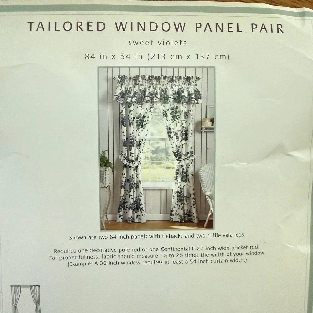 Vtg Waverly Garden Room Drapes Sweet Violets Tailored Window Curtains Pair 84x54
